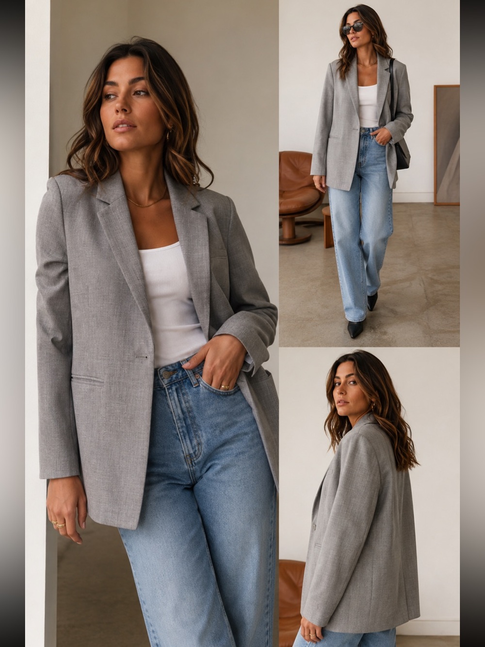Minimum Grey Relaxed Blazer Size 38 Capsule Wardrobe Scandinavian Minimalist